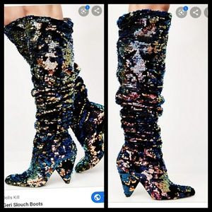 🆕Shellys London black silver velvet rare boots